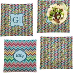 Retro Pixel Squares Set of 4 Glass Square Lunch / Dinner Plate 9.5" (Personalized)