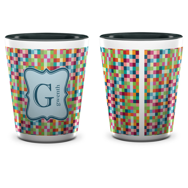 Retro Pixel Squares Shot Glass - Two Tone - APPROVAL