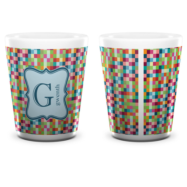 Retro Pixel Squares Shot Glass - White - APPROVAL