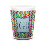 Retro Pixel Squares Ceramic Shot Glass - 1.5 oz - White - Set of 4 (Personalized)