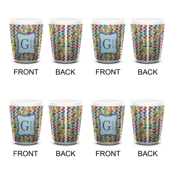 Retro Pixel Squares Shot Glass - White - Set of 4 - APPROVAL