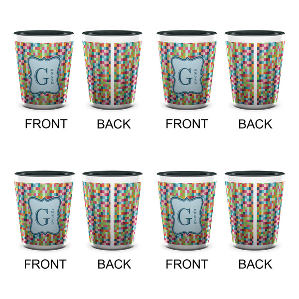 Retro Pixel Squares Shot Glassess - Two Tone - Set of 4 - APPROVAL