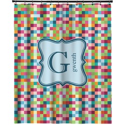 Retro Pixel Squares Extra Long Shower Curtain - 70"x84" (Personalized)