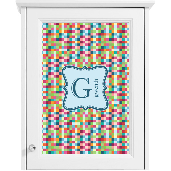 Retro Pixel Squares Single White Cabinet Decal