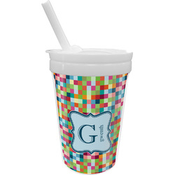 Retro Pixel Squares Sippy Cup with Straw (Personalized)