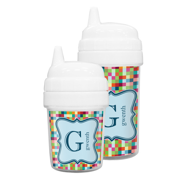 Retro Pixel Squares Sippy Cups