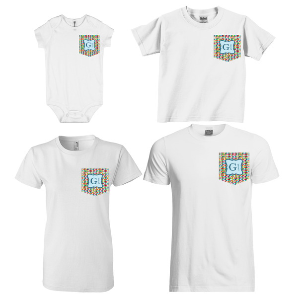 Retro Pixel Squares Sized Pockets on Various Products