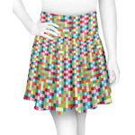 Retro Pixel Squares Skater Skirt - Medium