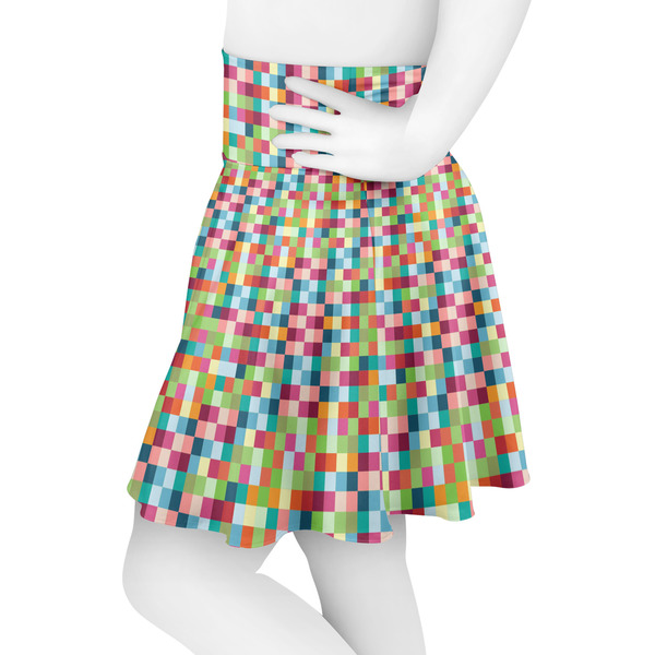 Retro Pixel Squares Skater Skirt - Side