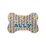 Retro Pixel Squares Bone Shaped Dog Food Mat (Small) (Personalized)