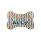 Retro Pixel Squares Bone Shaped Dog Food Mat (Small) (Personalized)