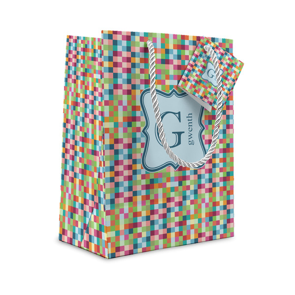 Custom Retro Pixel Squares Small Gift Bag (Personalized)