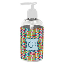 Retro Pixel Squares Plastic Soap / Lotion Dispenser (8 oz - Small - White) (Personalized)