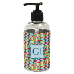 Retro Pixel Squares Plastic Soap / Lotion Dispenser (8 oz - Small - Black) (Personalized)