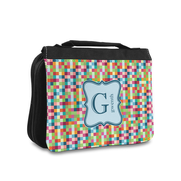 Custom Retro Pixel Squares Toiletry Bag - Small (Personalized)