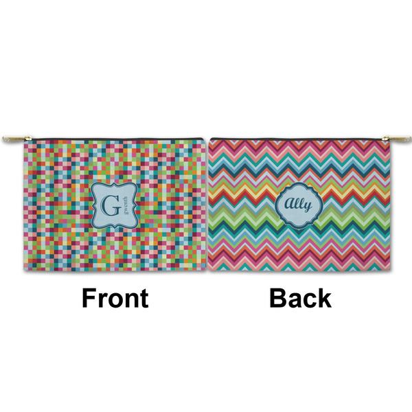 Retro Pixel Squares Small Zipper Pouch Approval (Front and Back)