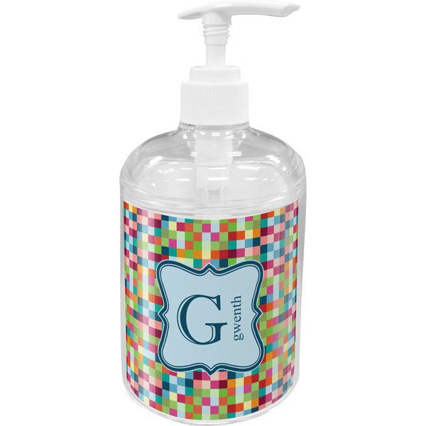 Custom Retro Pixel Squares Acrylic Soap & Lotion Bottle (Personalized)