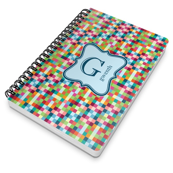 Retro Pixel Squares Spiral Journal 7 x 10 - Main