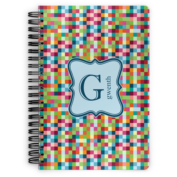 Custom Retro Pixel Squares Spiral Notebook (Personalized)