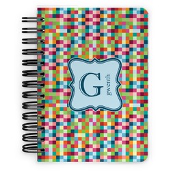 Retro Pixel Squares Spiral Notebook - 5x7 w/ Name and Initial