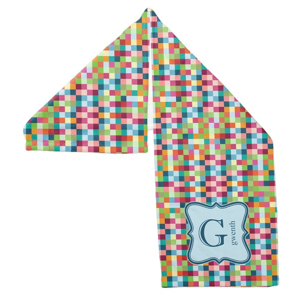 Retro Pixel Squares Sports Towel Folded - Both Sides Showing