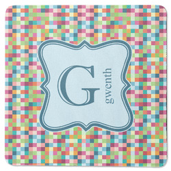 Retro Pixel Squares Square Rubber Backed Coaster (Personalized)