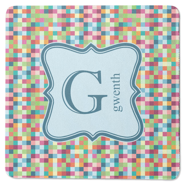 Retro Pixel Squares Square Coaster Rubber Back - Single