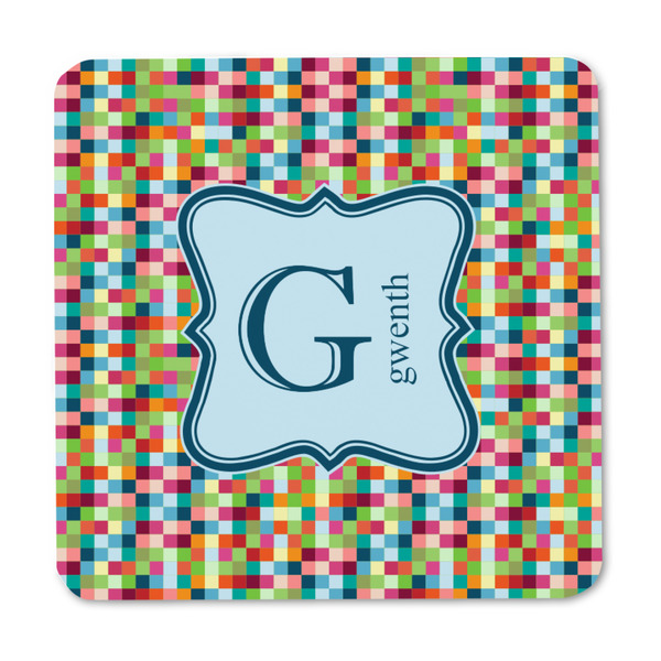 Retro Pixel Squares Square Fridge Magnet - FRONT