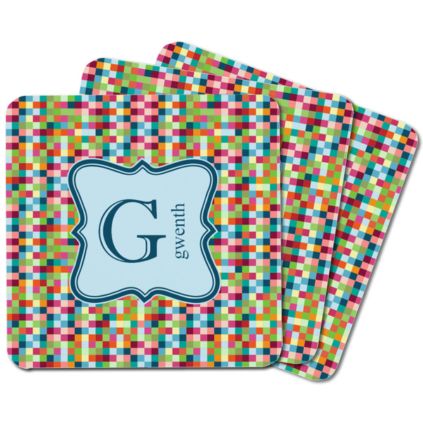 Retro Pixel Squares Square Fridge Magnet - MAIN