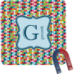 Retro Pixel Squares Square Fridge Magnet (Personalized)