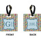 Retro Pixel Squares Square Luggage Tag (Front + Back)