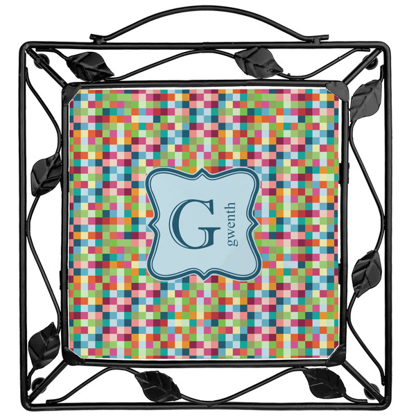 Custom Retro Pixel Squares Square Trivet (Personalized)