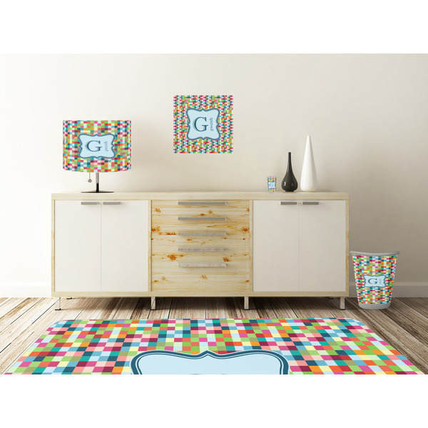 Retro Pixel Squares Square Wall Decal Wooden Desk