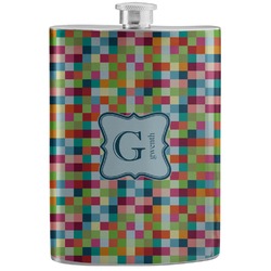 Retro Pixel Squares Stainless Steel Flask (Personalized)