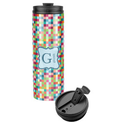 Retro Pixel Squares Stainless Steel Skinny Tumbler (Personalized)