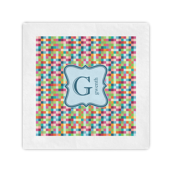 Custom Retro Pixel Squares Cocktail Napkins (Personalized)