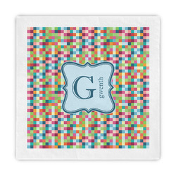Retro Pixel Squares Decorative Paper Napkins (Personalized)