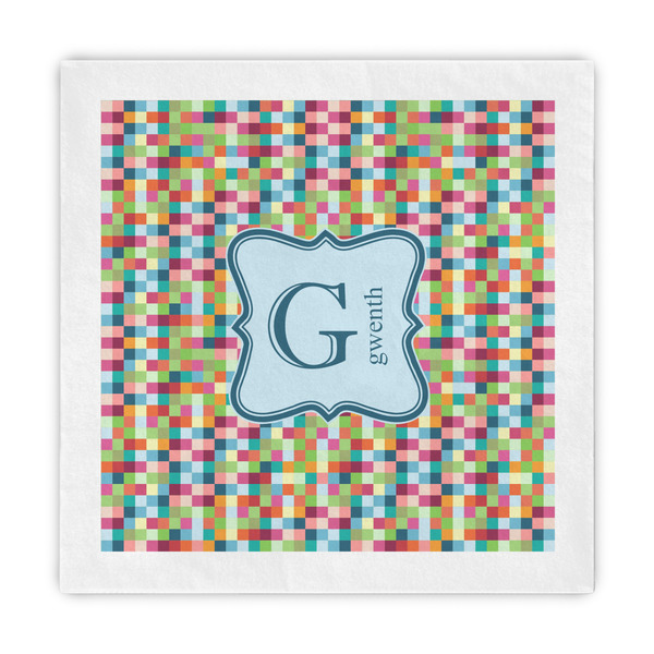 Custom Retro Pixel Squares Standard Decorative Napkins (Personalized)