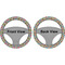 Retro Pixel Squares Steering Wheel Cover- Front and Back