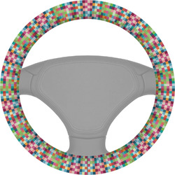 Retro Pixel Squares Steering Wheel Cover (Personalized)