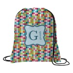 Retro Pixel Squares Drawstring Backpack (Personalized)