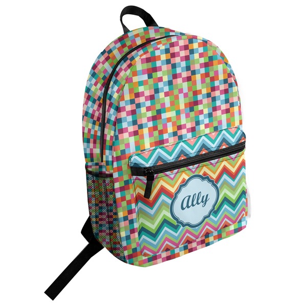 Custom Retro Pixel Squares Student Backpack (Personalized)