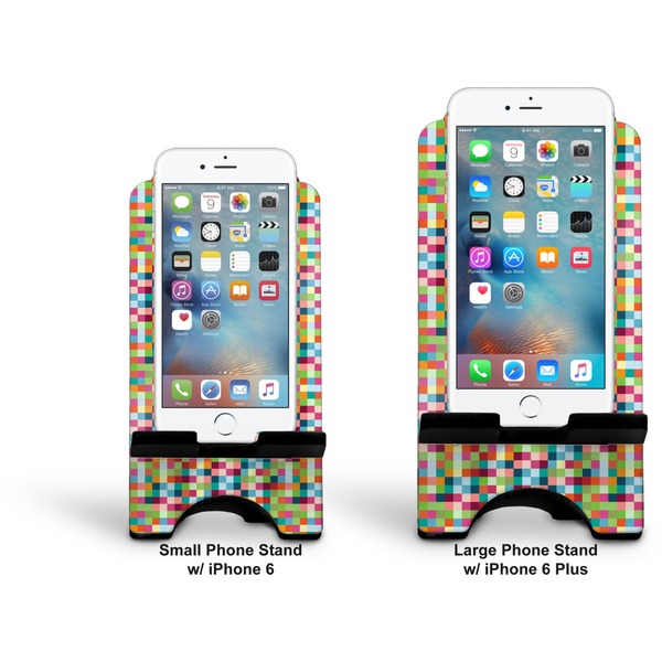 Retro Pixel Squares Stylized Phone Stand - Comparison