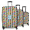 Retro Pixel Squares 3 Piece Luggage Set - 20" Carry On, 24" Medium Checked, 28" Large Checked (Personalized)