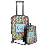 Retro Pixel Squares Kids 2-Piece Luggage Set - Suitcase & Backpack (Personalized)