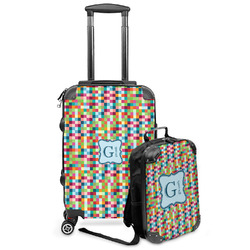 Retro Pixel Squares Kids 2-Piece Luggage Set - Suitcase & Backpack (Personalized)