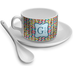 Retro Pixel Squares Tea Cup (Personalized)