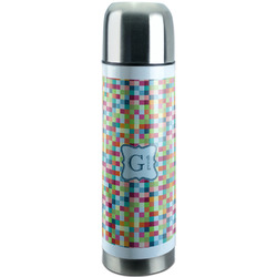 Retro Pixel Squares Stainless Steel Thermos (Personalized)