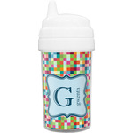 Retro Pixel Squares Toddler Sippy Cup (Personalized)