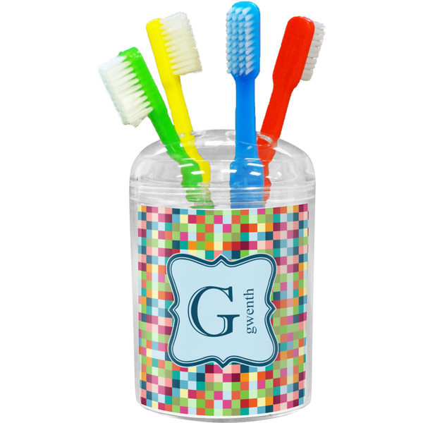 Custom Retro Pixel Squares Toothbrush Holder (Personalized)
